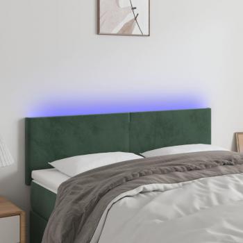 Cabecero LED terciopelo verde oscuro 144x5x78/88 cm