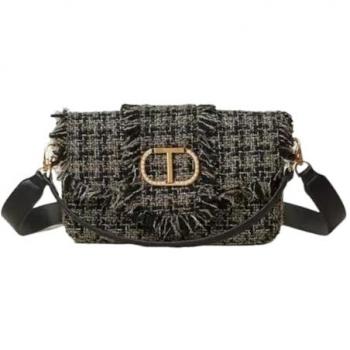 Twinset Amie Black Tweed Medium Shoulder Bag - One Size