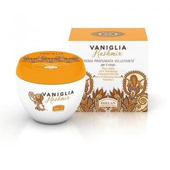 Crema perfumada aterciopelada Vaniglia Kashmir 200 ml - Helan, crema corporal hidratante para piel seca y agrietada, efecto terciopelo, con aceites de macadamia y almendras dulces