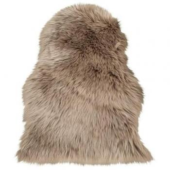 Alfombra Asimétrica Lambskin de Poliéster, Marrón, 85x50x6,5 cm - Epikasa