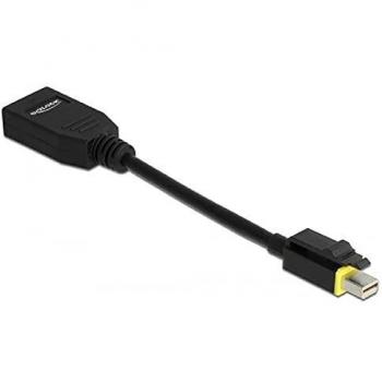 Adaptador Mini DisplayPort 1.4 a DisplayPort DeLOCK 65978, cable de vídeo de 0,15 m, color negro, con pestillo y soporte para resolución 8K a 60 Hz