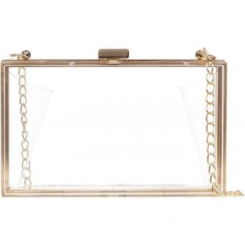 Bolso Clutch de metacrilato transparente con cadena