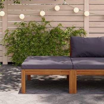 Dark Gray Cushion Footrest in Solid Acacia Wood
