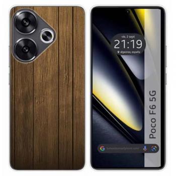 Funda de Silicona para Xiaomi Poco F6 5G con Diseño de Madera y Dibujos
