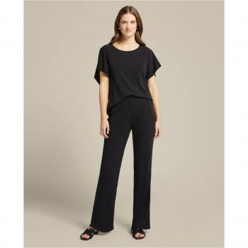 Pantalón recto de mujer con cintura elástica