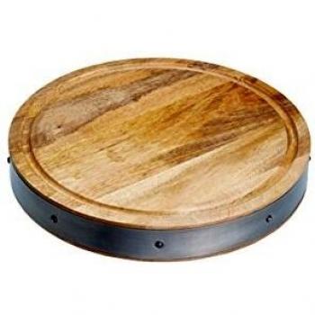 Tabla de Cortar Redonda de Madera Artesanal Estilo Industrial para Carnicería - 36 x 5 cm