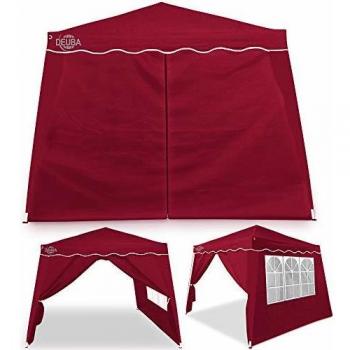 Set de 2 Paredes Laterales para Gazebo Capri 3x3m Rojo con Ventana y Cremallera, Impermeables