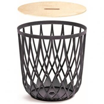 Cesta multifuncional 55L Prosperplast Uniqubo de plástico en color antracita con tapa de madera