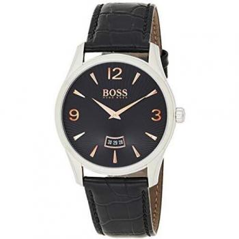 Hugo Boss Commander Mens Quartz Black Analogue Classic Black Leather Strap 1513425