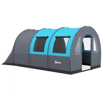Outsunny Tienda de Campaña Familiar Impermeable para 5-6 Personas, Plegable, con 2 Habitaciones y Bolsa de Transporte, 3000 mm, Dimensiones: 480x260x200 cm, Color