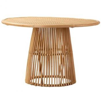 Mesa Comedor de Bambú Natural 120x120x77 cm - Elegante, Moderna, Resistente y Duradera con Amplia Superficie