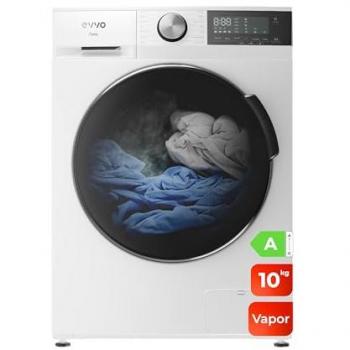 Lavadora EVVO Nova 10Kg Clase A con Vapor, Motor Inverter, Bajo Consumo, Carga Frontal, 1400 rpm, 13 Programas y Lavado Rápido 15' - Color Blanco