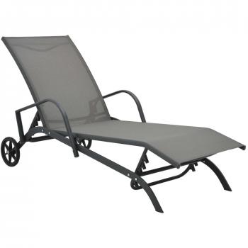 vidaXL Sun Lounger Steel and Textilene - Characteristics: Adjustable backrest, durable steel frame, weather-resistant Textilene fabric, lightweight design, suitable for outdoor use, modern aesthetic