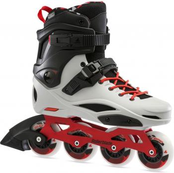 ROLLERBLADE RB 80 PRO X GRIS-ROJO - Patines unisex, diseño en gris y rojo, ruedas de 80 mm, sistema de cierre con hebilla y cordones, marco ligero de aluminio, forro cómodo