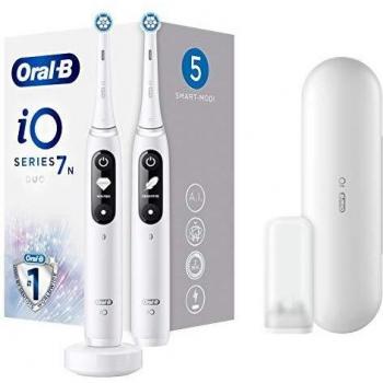 Braun Oral-B 4210201315513 iO 7 - Cepillo de dientes eléctrico con tecnología magnética, microvibraciones suaves, 5 programas de limpieza y pantalla, estuche de viaje premium, color blanco, 1 unidad