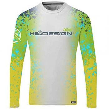 Camiseta de Manga Larga Hotspot Design Ocean Performance Dorado para Pescadores, Blanco-Amarillo, XL