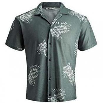 Camisa Jack&Jones Hombre L Verde 12153434 JPRAMIR SS Jersey Shirt Dark Dusty Green