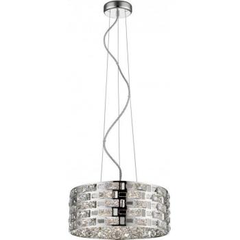 Lámpara colgante Lola Chrome 6 bombillas 18cm con plafón de cristal y acabado en cromo