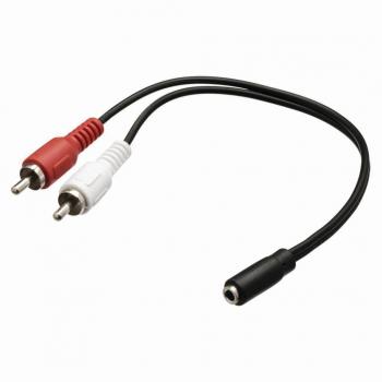 Cable de audio Nedis 2X RCA a 3.5mm 0.2m Negro