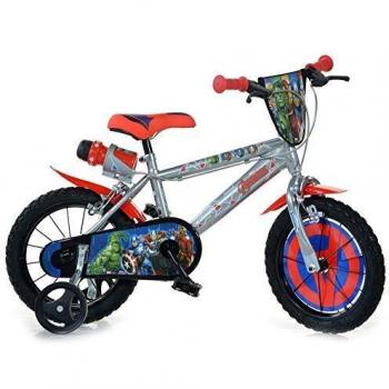 Dino Bikes Bicicleta Infantil Niño 16 Pulgadas Avengers Frenos al Manillar Ruedas Extraibles Gris