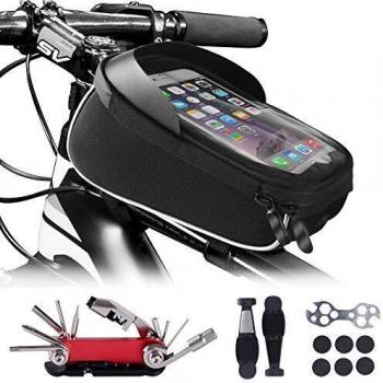 MASPODER Bolsa Bicicleta Manillar, Kit Herramientas Bicicleta 15 en 1 Multiherramienta Bici con Herramientas Bicicleta Cadena para MTB Bicicleta Carretera, Bicicleta Montaña
