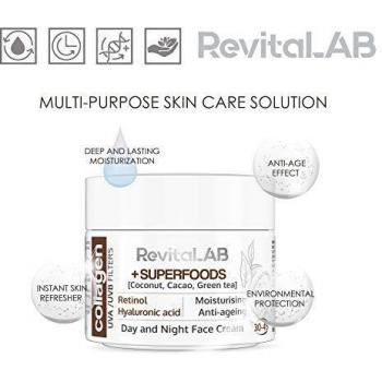 RevitaLAB Day and Night Collagen Anti-Aging Moisturiser Enriched with Hyaluronic Acid, Superfoods, Vitamins