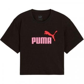 Camiseta Puma Cropped Negra para Niña con Logo, Estilo Deportivo y Confort