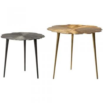 Set de 2 mesas de aluminio, negro/dorado, dimensiones 62x62x54 cm y 50x50x45 cm - elegante y funcional