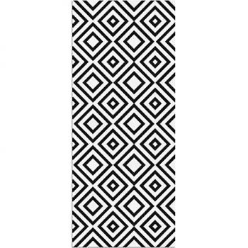 Alfombra Vinílica, Cuadriláteros, 120 x 50 x 0.2 cm, Color Negro y Blanco, ALV-029