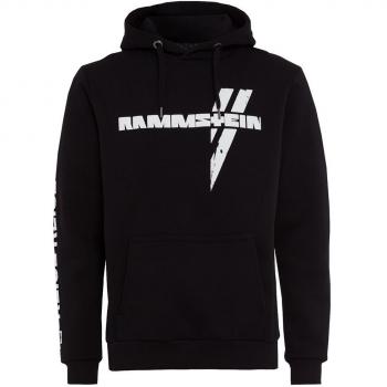 Rammstein Sudadera con capucha para hombre, diseño de cruz blanca, producto oficial del bando, color negro, con parte delantera y trasera multicolor, Negro , XXL