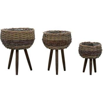 vidaXL 3-Piece Wicker Planter Set with PE Lining