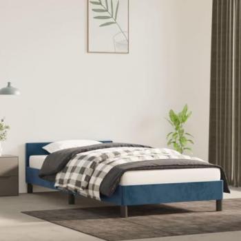 Estructura de cama con cabecero terciopelo azul oscuro 90x190 cm