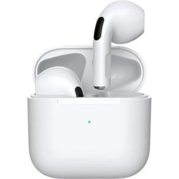 Auriculares Bluetooth Inalámbricos Ultra Slim con Micrófono y Control de Volumen - Color Blanco/Rosa