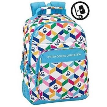 Benetton Mochila, color celeste/multicolor, 42 cm