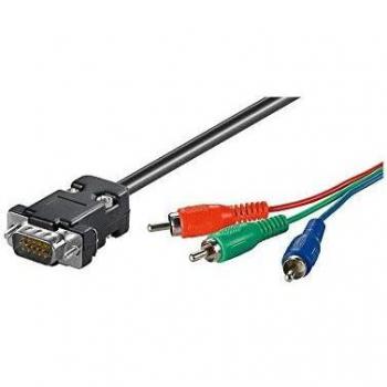 Cable VGA a 3 RCA de 5 metros con Conexión de Video Analógico y Audio en Color Rojo, Verde y Azul
