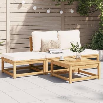 4-Piece Solid Acacia Wood Garden Lounge Set with Cushions