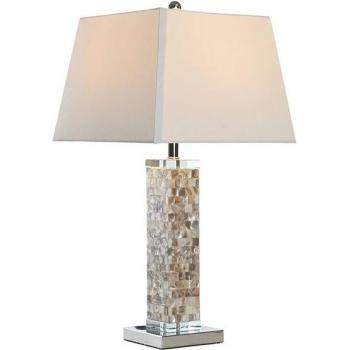 Lámpara de mesa mosaico nácar cristal 36x36x70 cm