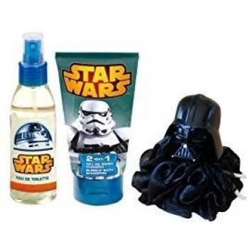 Star Wars Eau de Toilette 140 ml + Gel de Ducha y Champú 2 en 1 de 150 ml y + Esponja 3D, Color Naranja - 1 Pack