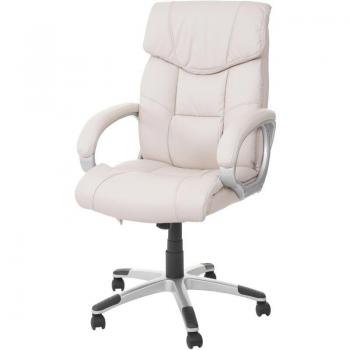 Sillón de oficina giratorio con masaje y calefacción en sintético color crema