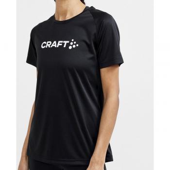 Camiseta de mujer Core Essence Logo Craft - Manga corta, color negro oscuro, talla XS