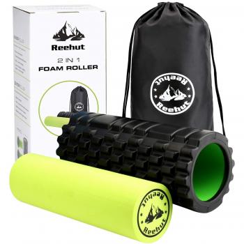 REEHUT Rodillo de Espuma 2-en-1 para Puntos Desencadenantes y Masaje para Músculos Dolorosos, Músculos Tensos + Rodillos Lisos para la Rehabilitación E-Book Gratis para Usuarios, 45 * 14cm