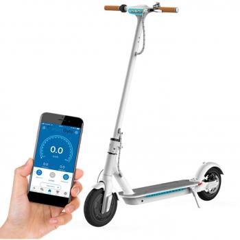 SMARTGYRO Xtreme Baggio White - Patinete Eléctrico, App, Ruedas 8,5, 3 Velocidades, Velocidad 25 Km/h, Autonomía 25 Km, Leds Configurables, Batería de Litio, Freno de Disco, Scooter, Color Blanco