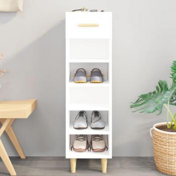 Zapatero de madera contrachapada blanco 30x35x105 cm