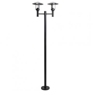 Farola de jardín moderna 2 luces lámpara poste para camino exterior aluminio pantalla de vidrio negro Tizu