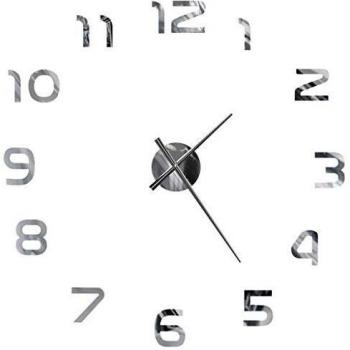 vidaXL Reloj Pared Adhesivo 3D XXL Gigante Decorativo Diseño Moderno Plateado