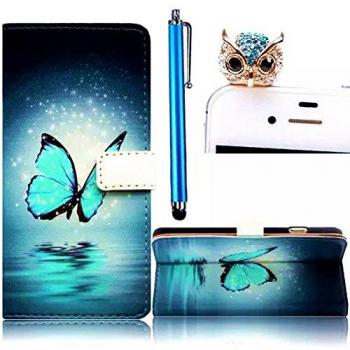Vandot 3in1 Funda Flip Case Cover con Funcion SOPORTE para HTC Desire 820 Funda cubierta caja concha Libro Tapa Flip Cover Cierre Iman función de bloqueo Funda Blue Sky Cuero con Tapa para Tarjetas+Búho Tapa-Antipolvo+Metal pantalla-Stylus--Patrón de C