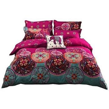 Shamdon Home Collection Juego de Cama de 4 Piezas, Estilo Bohemio, Incluye Funda nórdica, sábana Ajustable con Fundas de Almohada