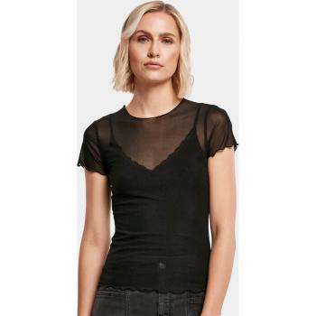 Urban Classics Women's Mesh Short Sleeve T-Shirt - Black 3XL