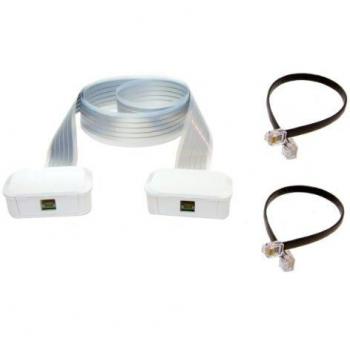 Labs Wiretape C-400-03 - Pack para teléfono RJ11, 2 latiguillos, 2 conectores, cable 5 pistas, 3 metros