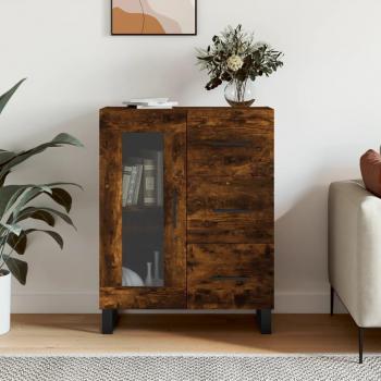 Aparador de madera de ingeniería 69,5x34x90 cm en color roble ahumado, mueble de almacenaje para salón, buffet y armario auxiliar